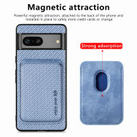 สำหรับ Google Pixel 7 Pro Pixel 7 Case Magnetic Removable Cards Bag หนังคาร์บอนไฟเบอร์ Texture Soft Phone Cover