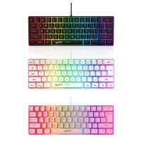 คีย์บอร์ดเกมแบบมีสายขนาดกะทัดรัดพิเศษ RGB Backlit Keyboard ปุ่มกดลอย61คีย์ปุ่มกดความสว่าง Backlit ที่ปรับได้