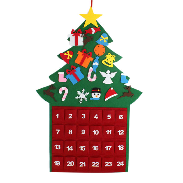 VNLT9B Felt Christmas Tree Ornaments Advent Calendar Set DIY Xmas ...