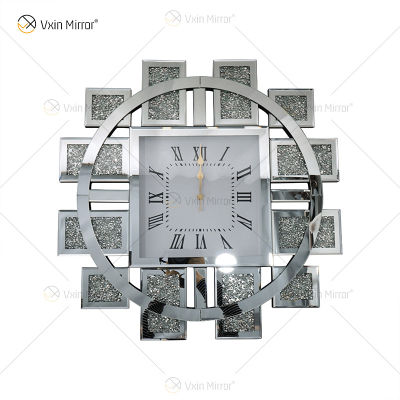 นาฬิกาติดผนังตกแต่งนาฬิกาติดผนังที่หรูหราไฟห้องนั่งเล่นนาฬิกาแขวนกระจกยุโรปง่าย Watchpengluomaoyi