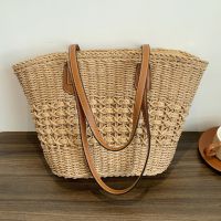 Casual Rattan Large Capacity Shopping Tote Designer Wicker Woven Women Handbags Summer Beach Straw Bag Lady Travel Big Basket