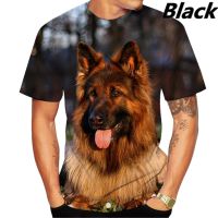 2022 Mens Summer T-shirt Fitness Short Sleeve Cute 3D Dog German Shepherd Dog Pattern