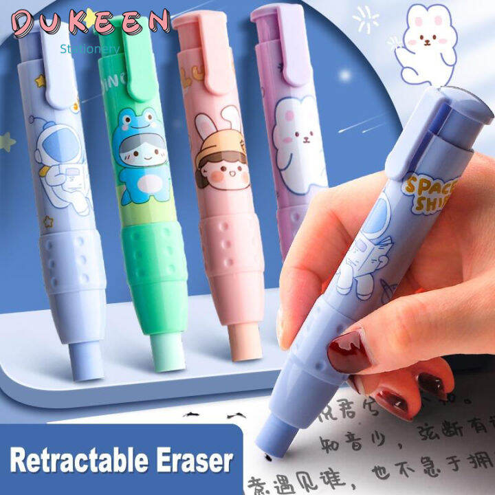 DUKEEN Erasers Pen Retractable Press Pencil Rubber Correction Supplies