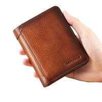 ZZOOI Mens Purse Minimalism Genuine Leather Wallet Business RFID Blocking Credit Card Holder Bag Wallet Wallets for Men and Women