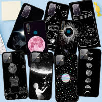 อ่อนนุ่ม เคสโทรศัพท์ ซิลิโคน L180 IB16 Black White Moon Stars Space Astronaut หรับ OPPO A17 A15 A16 A3S A5 A9 A7 A5S A37 Neo 9 A83 A1 A92 A72 A52 F5 F7 F9 A7X A54 A12 A15S A56 A55 F11 Pro A16S A94 4G A95 A39 A57 A53S A17K Phone Casing