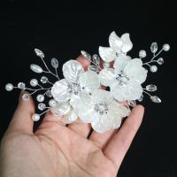 Wedding Head Flower Crystal Pearl Hair Combs for Brides Handmade Women Head Ornaments Bridal Hair Clips Accessories Jewelry