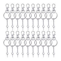 50 Pieces Metal Swivel Clasps Lanyard Snap Hook Lobster Claw Clasp and Key Rings Keychain with 11mm Screw Eye Pins