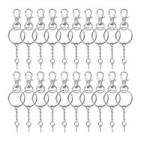 50 Pieces Metal Swivel Clasps Lanyard Snap Hook Lobster Claw Clasp and Key Rings Keychain with 11mm Screw Eye Pins