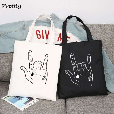 Jungkook Kpop Canvas Tote Bag Korean Army Merch Fabric Bags Women Black White Shopper Handbag Reusable Shopping Bags Aesthetic