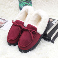 Slippers Women Winter Shoes Bowtie Plush Warm Inside Casual Loafers Ladies Indoor Home Slippers Pantuflas Ladies Slip On Shoes