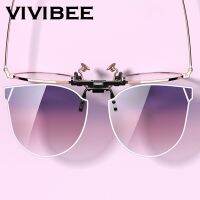 VIVIBEE Gradient Womens Cat Eye Flip Up Clip On Sunglasses Women Driving Polarized Oversized Sun Glasses Purple Eyeglasses Cycling Sunglasses