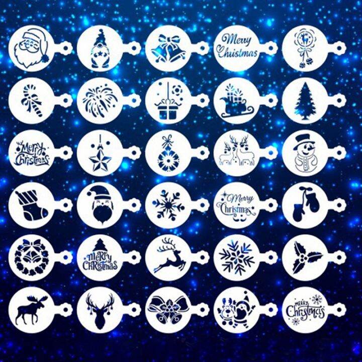 30pcs Christmas Cookie Stencils: Reusable PET Baking Templates For Snowflakes, Santa, Trees - 4.23x3 Inch - View #5