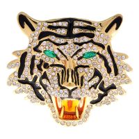 CINDY XIANG Vintage Spotted Leopard Tiger Head Brooches Vivid Animal Pins Rhinestone Crystal Jewelry for Men And Women