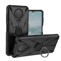 SmartPhonemall For Nokia G10 / G20 Armor Bear Shockproof PC + TPU Phone Protective Case with Ring Holder(Black)