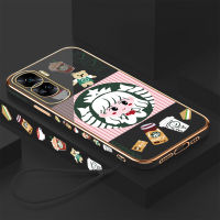 เคสสำหรับ Honor โทรศัพท์90 5G 90 Lite 5G ฟรีสายคล้องการ์ตูนเด็กผู้หญิงแซนวิชโยเกิร์ตของเล่นรูปขอบสี่เหลี่ยมปลอกชุบเคสโทรศัพท์หรูหราชุบเคสโทรศัพท์นิ่ม