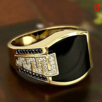 [pengxia] COD [Buy 4 Get 5% ]Mens Fashion Ring Natural Charm Black Sapphire Gemstone Diamond Ring Jewelry