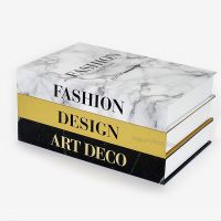 Luxury Fake Books for Decoration Fashion Marble Openable Book Box Gold Storage Box Coffee Table Books Living Room Decoration