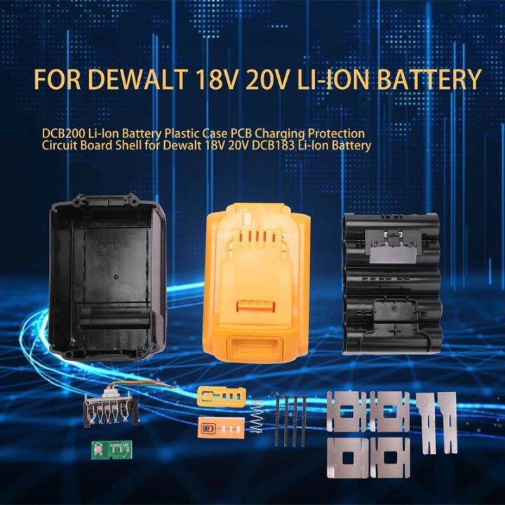 dcb200-li-ion-battery-plastic-case-pcb-charging-protection-circuit-board-shell-for-dewalt-18v-20v-dcb183-li-ion-battery