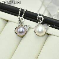 ZHBORUINI Big High Quality Pearl Jewelry Swan Necklace Natural Pearl Beautiful 925 Sterling Silver Jewelry Pendants For Women