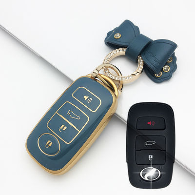 [ใหม่] เคสกุญแจปลอกกุญแจสำหรับ Toyota หุ้มกุญแจรถเงาสะท้อนแสงเคสทีพียู VIOS Veloz Rush Innova Yaris Raize Perodua