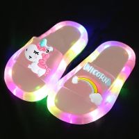 Childrens Boys Slippers Cartoon Animals Prints Shoes Lighted Fashion Kids Toddler Flat Heels