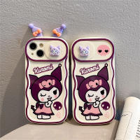 ลายการ์ตูนน่ารักเป็นคู่3D สามมิติสีม่วง Kulomi สำหรับ IPhone 14 13 11 12 Pro Max เคสโทรศัพท์แฟชั่นที่สร้างสรรค์