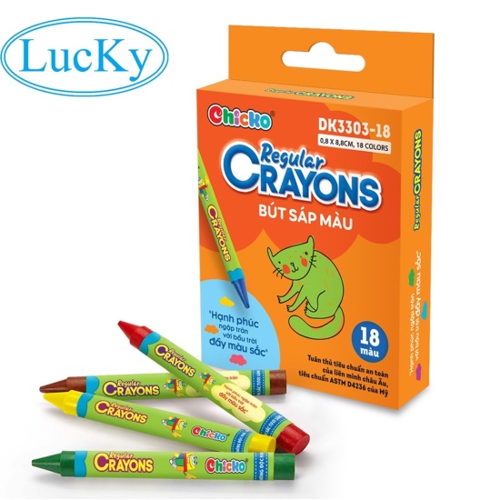 Bút sáp màu duka regular crayons 18 màu - dk 3303-18 an toàn cho trẻ - ảnh sản phẩm 1