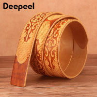 Deepeel 1pc3.8*110-130cm Embossed Genuine Leather Belt Body First Layer Cowhide Male Designer Headless Crafts s Belts YB763