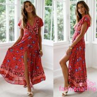 ➤GMLWomen Boho Short Long Maxi Dress Summer Beach Hot tail Party Floral