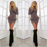 【Ladies shop】เสื้อผ้าผู้หญิงเซ็กซี่ SheathSpring Dollturtlenecknightclub HipGray Vestidos