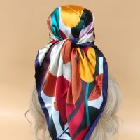 ✺  Women 2023 Design Square Headscarf The Four Seasons Popular Scarves New Model Sunscreen Silk Hijab Fashion 90X90CM Beach Shawls