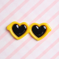 Bangqi 10Pcs New Cute Resin Mini Cartoon Heart-Shaped Glasses Flat Back Cabochon Scrapbook Kawaii DIY Embellishments Accessories