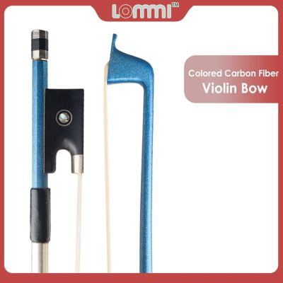：《》{“】= LOMMI  4/4 Full Size Carbon Fiber Violin Bow Blue White Mongolia Horsehair Round Stick Ebony Frog Parisian Eye Inlay Lightweight