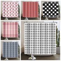 Checkered Shower Curtain Monochrome Gingham Checks Classical Country Culture Old Fashioned Grid loth Fabric Bathroom Decor