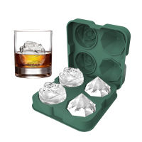 4-CavityIce Mould Maker Molds Diamond Cake Mold Bar Shape Ice Silicone Tray