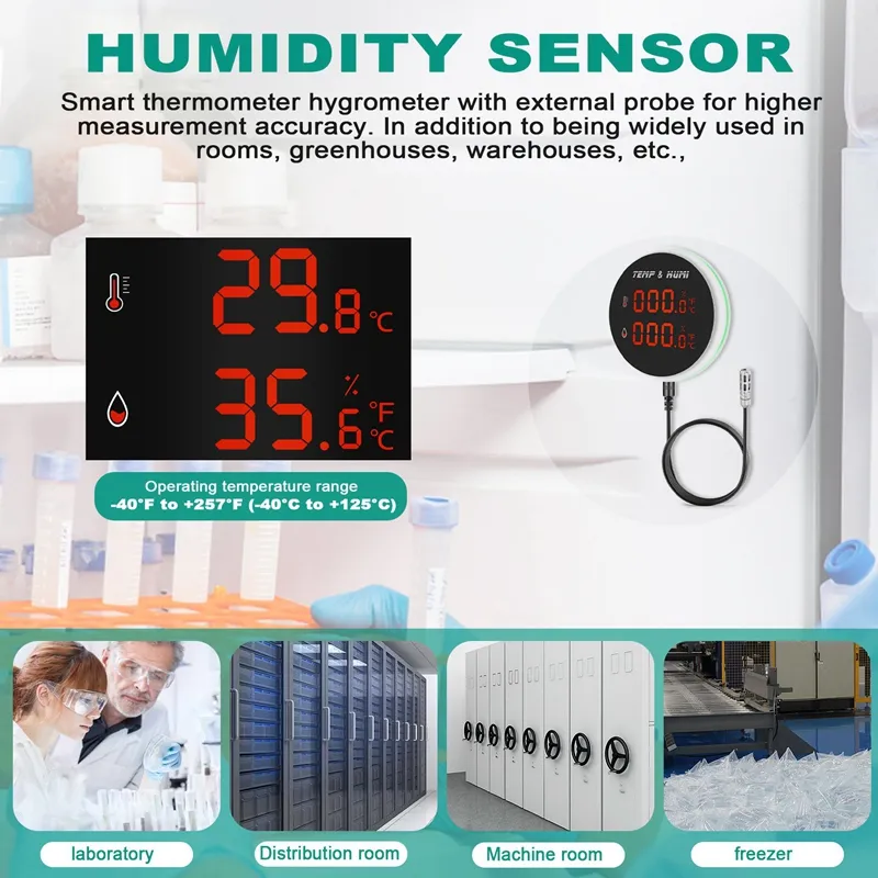 Tuya WiFi Temperature Humidity Senor External Probe Remote Monitor