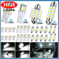 ชุดหลอดไฟไฟเก๋ง Led 28ชิ้น T10โดม31มม. 42มม. 6000K อะไหล่ท้ายหลอดไฟรถป้ายทะเบียนรถ