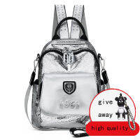 2021Fashion Sequins Silver Backpack Women High Quality Pu Leather Travel Backpack Multifunction Double Zipper School Bag For Teenage