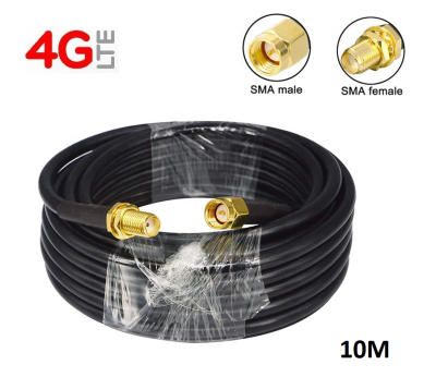 10 Meters RG58 Low Loss Extension Antenna Cable SMA Male to SMA Female Connector Pigtail For 4G LTE Ham ADS-B Walkie Talkies