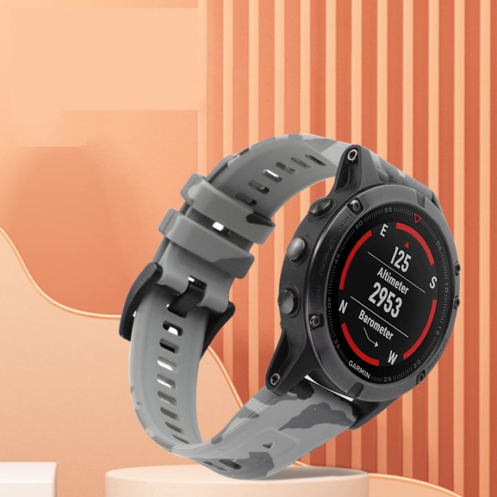 สำหรับ-garmin-fenix-5-22มม-ซิลิโคนลายพรางสายนาฬิกาข้อมือ-ลายพรางสีแดง-ขายเอง