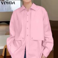 Fancystyle VONDA เสื้อสตรีทแวร์มีปกติดกระดุมเสื้อสองชั้นเสื้อหนาแขนยาววันหยุด