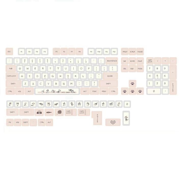 136 Keys XDA Profile Keycaps PBT DYE-SUB Cute Cat Theme Pink ...