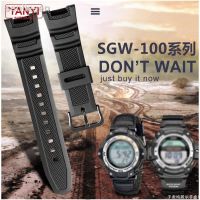 เคสซิลิโคน♟▼ แถบนาฬิกาพลาสติกสำหรับ Casio SGW-100 3157สายนาฬิกายางเรซิ่น24มม. สายนาฬิกาข้อมือซีรีส์ SGW100