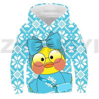 สัตว์ Lalafanfan เป็ด 3D Hoodies ชาย Kawaii การ์ตูนเสื้อสาวแขนยาวเด็กทุกวันสวมใส่อะนิเมะ Streetwear