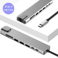 COMEINSTORE20E2 8 In 1 USB 3.0 PD ชาร์จ4K หัวแปลงสัญญาณ HDMI Type-C แท่นวางมือถือ USB ฮับ C