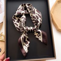 ◕✟♠  Silk Satin Leopard Print Hair Scarf Women Fashion Sqaure Small 60cm Bufanda Female Summer Neck Tie Hand Wrsit Foulard Kerchief