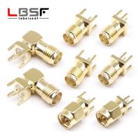 SMA Female Jack Male Plug Adapter Solder Edge PCB Straight Right angle Mount RF Copper Connector Plug Socket Electrical Connectors