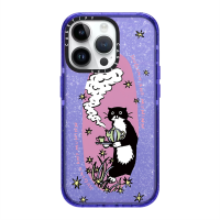 KIKI Original Glitter CASE.TIFY Cute Phone Case for iphone 14 14Pro 14ProMax 11 12 13promax Creative Cartoon Art drawing Cat doodle pattern Shock-proof soft case High quality air cushion protection Official New Design Purple