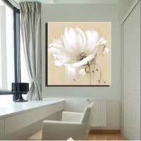 Large Abstract Flowers Canvas Paintings White Color Modern Poppies Flowers Posters And Prints Wall Pictures For Living Room