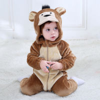 Spring new cute animal monkey flannel baby clothes Boy Girl Pajamas Animal Onesie Jumpsuit Pikachu Costume Flannel Baby Rompers